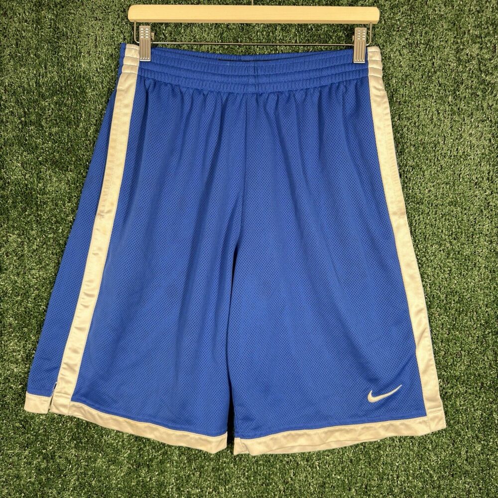 Nike Basketball Shorts Mens Size Medium Blue White Money Mesh Athletic Baggy Y2K